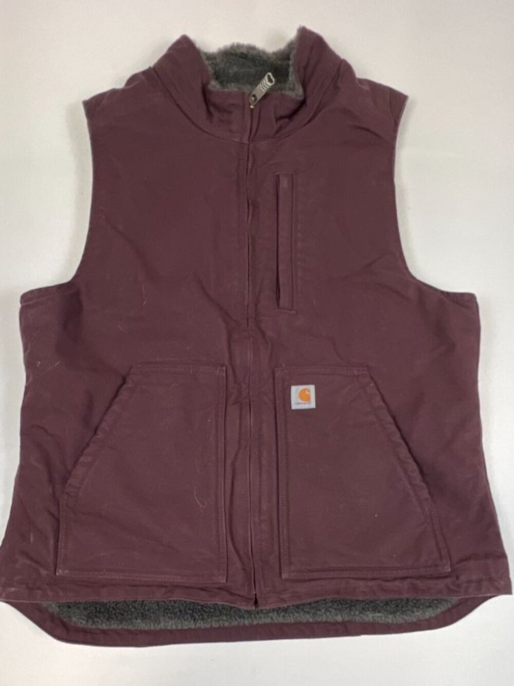 Carhartt Women L Relaxed Fit Sherpa Lined Canvas Vest Blackberry Purple Workwear